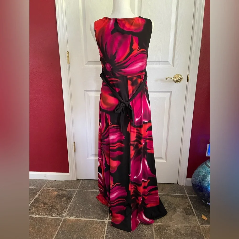 Joie & I Red Pink and Black Sleeveless Maxi Dress - Picture 4 of 5
